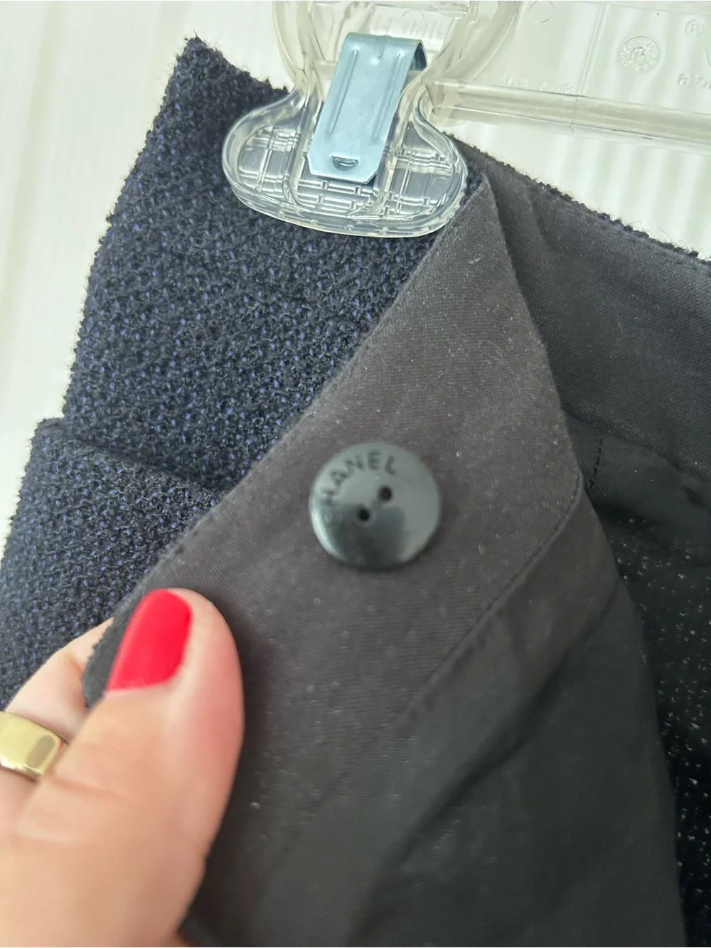 CHANEL Uniform Blue Black Tweed Wool Pants Women’s Size FR 34/US 2 Straight Leg